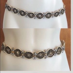 Franchescas Cream belt with embellishments